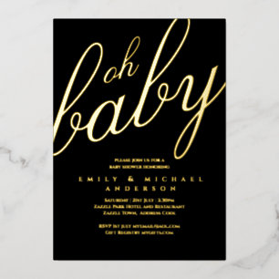Modern All-in-1 GOLD FOIL Black BABY SHOWER 