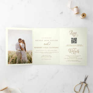 Modern All in one   2 Photo Wedding Invitation