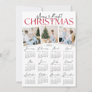 Modern All in One 3 Photo & 2023 Calendar Holiday  Card