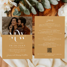 Modern All In One Elegant Monogram QR Code Wedding