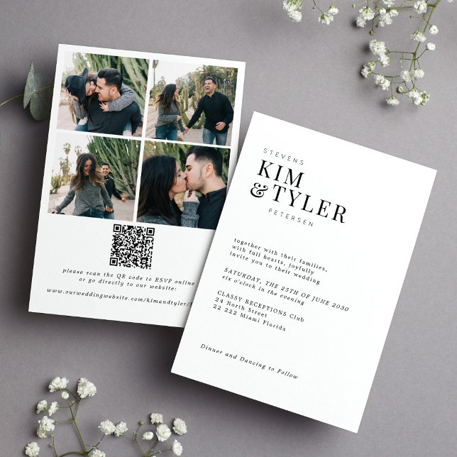 Modern all in one multi photo online RSVP wedding Invitation (Creator Uploaded)