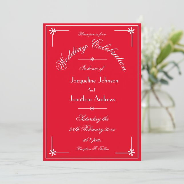 Modern All In One RSVP Email Website Chic Wedding  Invitation (Standing Front)