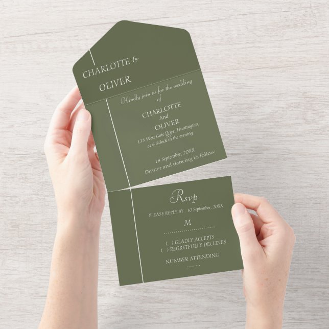 Modern All In One Wedding Invitation Card Template (Tearaway)