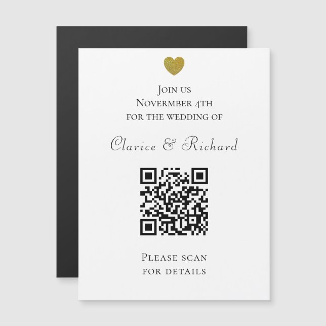 Modern All in One White QR Code Wedding Invitation (Front/Back)