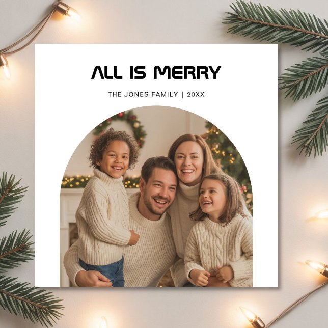 Modern All Is Bright Family Christmas Card (Creator Uploaded)