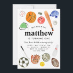 Modern All Star Sports Balls Team Kid Boy Birthday Invitation<br><div class="desc">Modern All Star Sports Balls Team Kids Birthday</div>