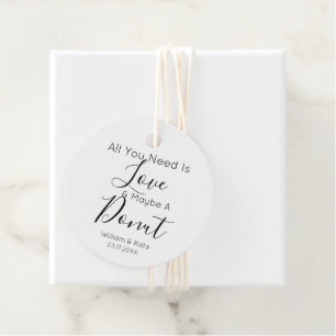 Modern All You Need Is Love Doughnut Treat Wedding Favour Tags