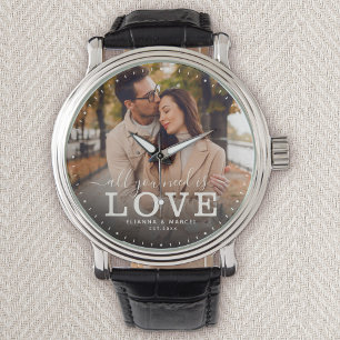 Modern ALL YOU NEED IS LOVE Wedding Photo Script Watch
