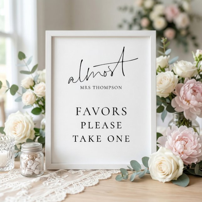 Modern Almost Mrs Favours Sign Bridal Shower (Creator Uploaded)