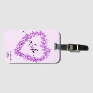 Modern Aloha Orchid Lei Heart Luggage Tag