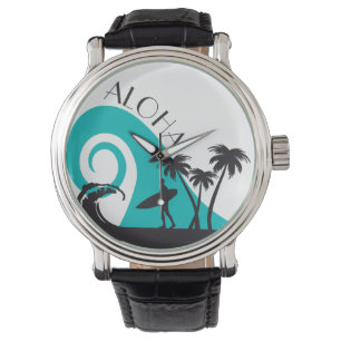 Modern Aloha Surf and Palm Trees Watch