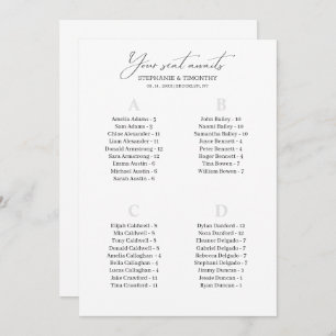 Modern Alphabetical Wedding Guest Seating Cards