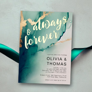 Modern Always Forever Emerald Gold Beach Wedding