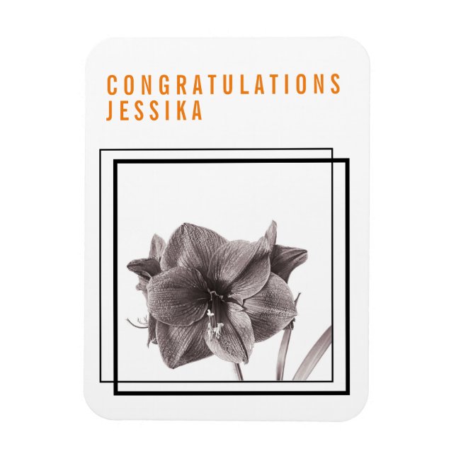 Modern Amaryllis Flower Orange  Magnet (Vertical)