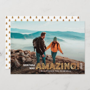 Modern Amazing Travel Gold Photo Christmas Holiday Card