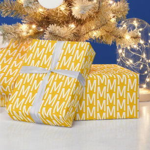 Modern amber yellow custom monogram initial wrapping paper