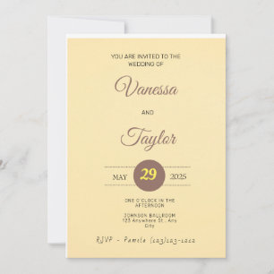 Modern Amber Yellow Wedding Invitation