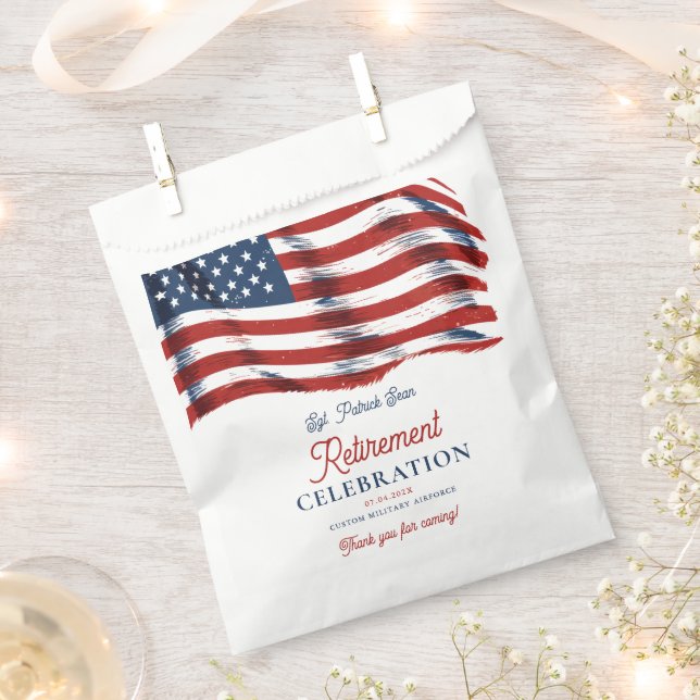  Modern American Flag 4th of July Army Retirement  Favour Bag (Clipped)