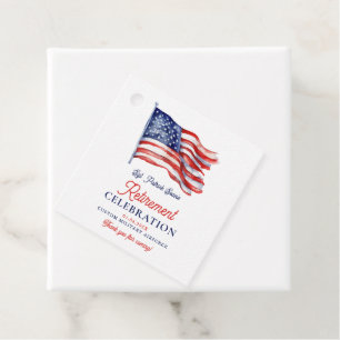 Modern American Flag 4th of July Army Retirement Favour Tags