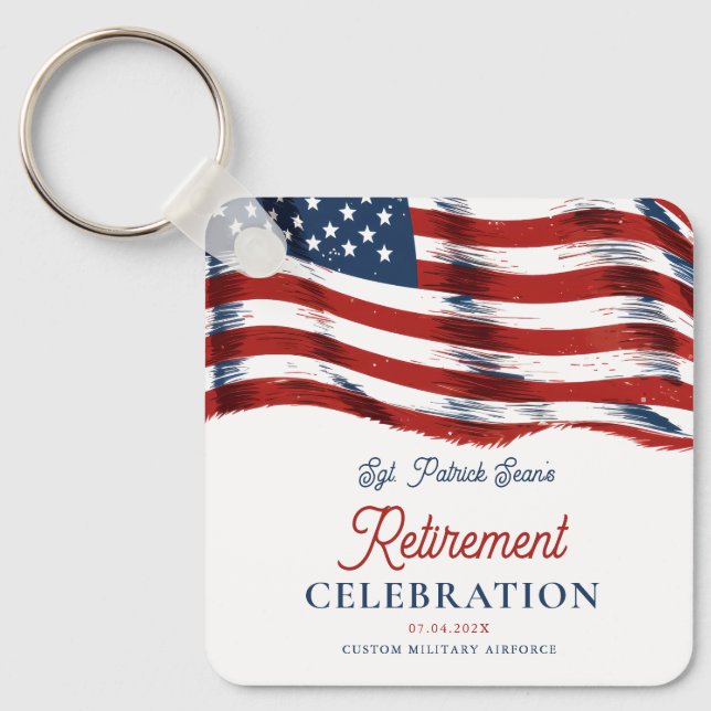  Modern American Flag 4th of July Army Retirement  Key Ring (Front)