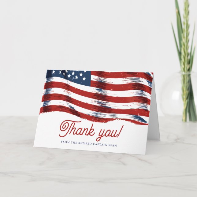  Modern American Flag 4th of July Army Retirement  Thank You Card (Front)