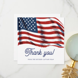 Modern American Flag 4th of July Army Retirement  Thank You Card