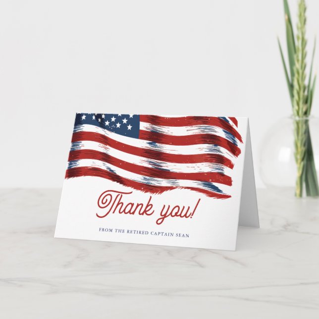  Modern American Flag 4th of July Army Retirement  Thank You Card (Front)