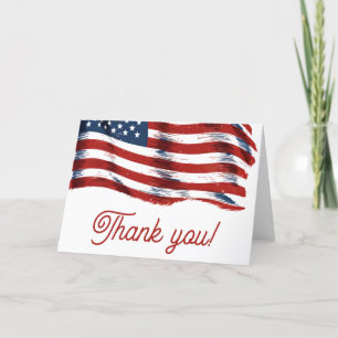 Modern American Flag 4th of July Army Retirement  Thank You Card
