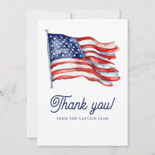 Modern American Flag 4th of July Army Retirement Thank You Card