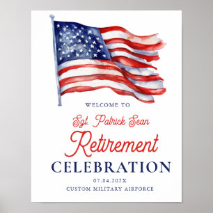 Modern American Flag Army Retirement Welcome Sign