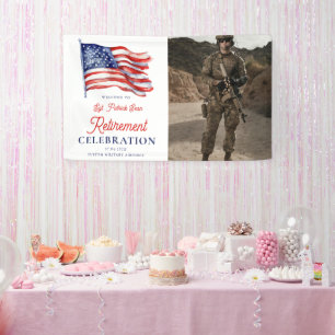 Modern American Flag Army Retirement Welcome Sign
