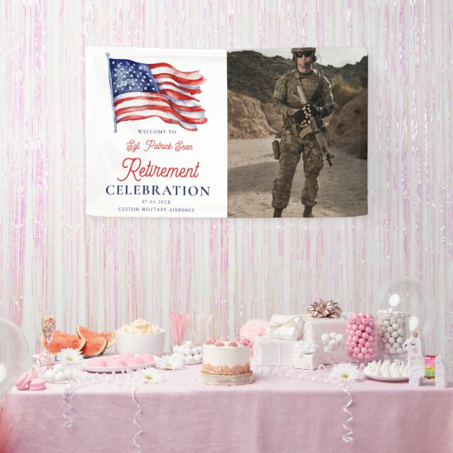 Modern American Flag Army Retirement Welcome Sign (Party)