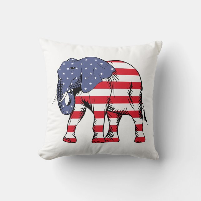 Modern American Flag Elephant Cushion (Front)