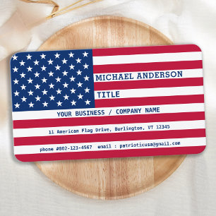 Modern American Flag Personalised Patriotic  Business Card