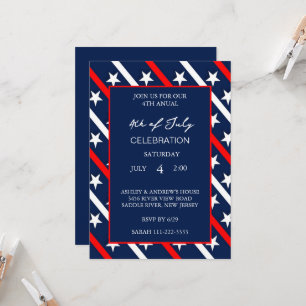 Modern American Flag Red White And Blue Patriotic  Invitation