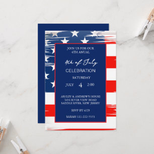 Modern American Flag Red White And Blue Patriotic  Invitation