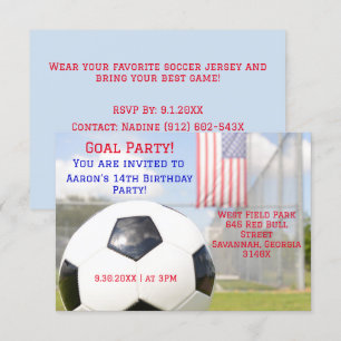 Modern American Flag Soccer Birthday Invitation