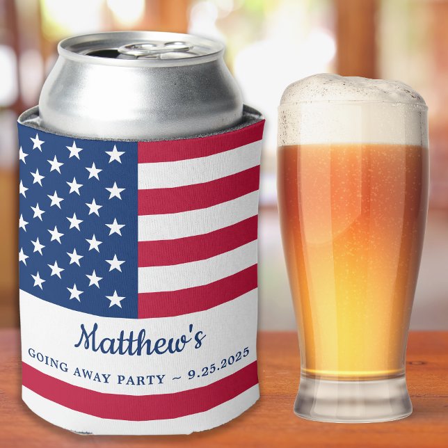  Modern American Flag Soldier Going Away Party Can Cooler (Creator Uploaded)