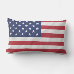 Modern American Flag USA July 4th Holiday Decor Lumbar Cushion