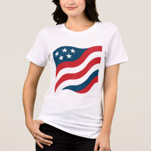 Modern American Flag Wave Design 4th of July Tri-Blend Shirt