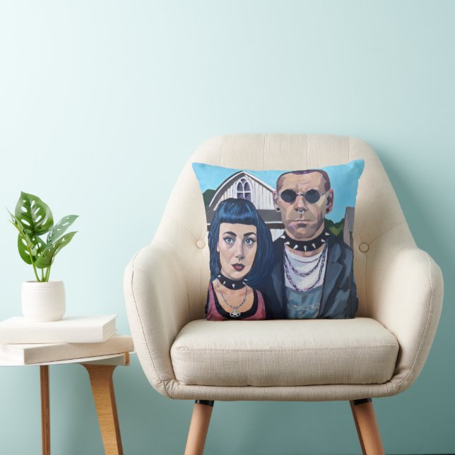 Modern American Gothic  Art- Grant Woods Inspired Cushion (Chair)