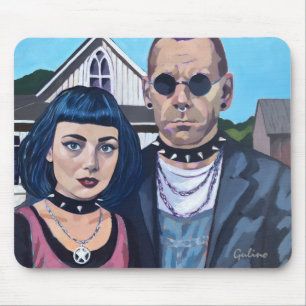 Modern American Gothic  Art- Grant Woods Inspired Mouse Pad
