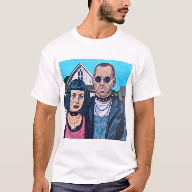 Modern American Gothic Art - Grant Woods Inspired T-Shirt (Front)