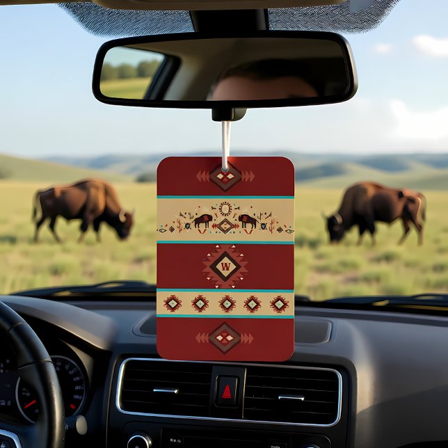 Modern American Native Influenced Pattern Monogram Car Air Freshener (Creator Uploaded)