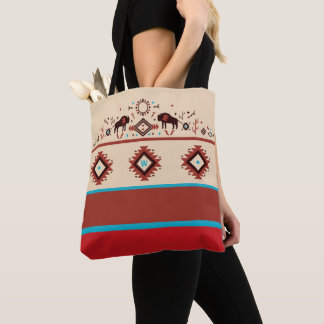 Modern American Native Influenced Pattern Monogram Tote Bag
