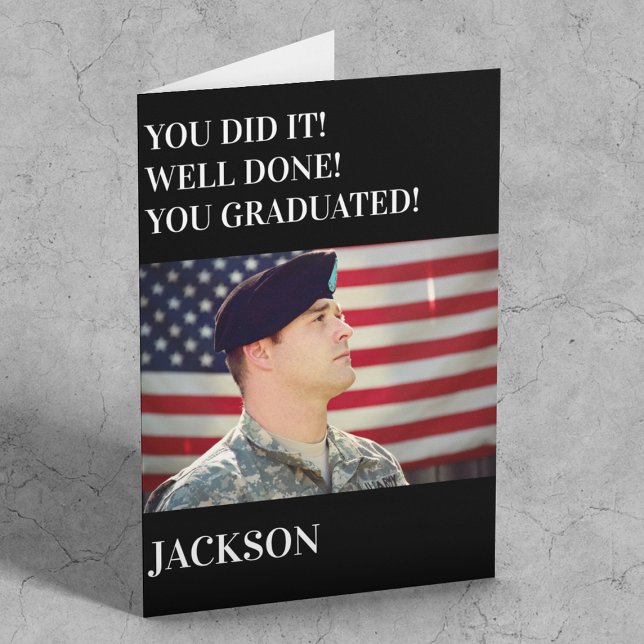 Modern American Personalised Photo Army Graduation Card (Creator Uploaded)