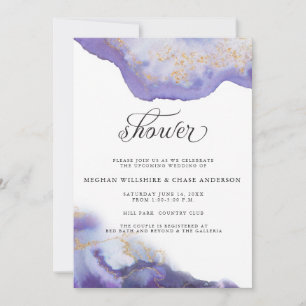 Modern Amethyst Watercolor Geode  BarefootBride™ Invitation