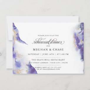 Modern Amethyst Watercolor Geode  BarefootBride™ Invitation