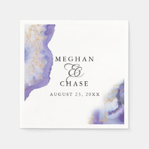 Modern Amethyst Watercolor Geode BarefootBride™ Napkin