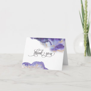 Modern Amethyst Watercolor Geode  BarefootBride™ Thank You Card